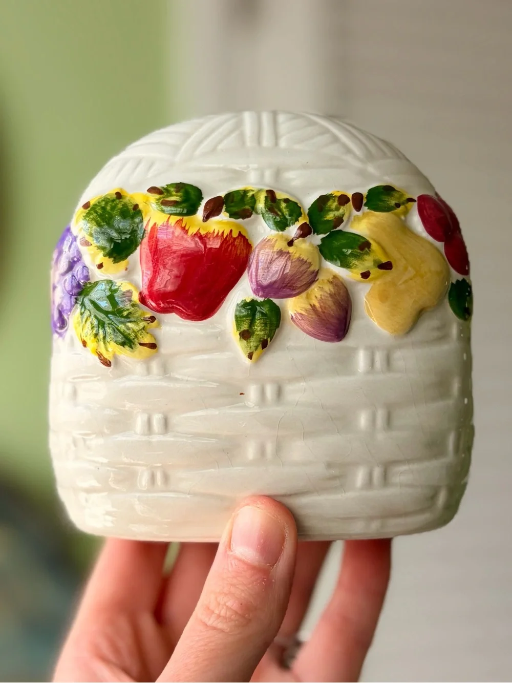 Vintage Wicker Fruit Basket Ceramic Kitchen Napkin Holder